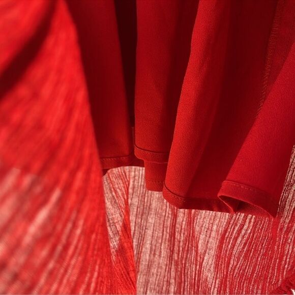 Anthropologie Red Carter Gauzy Burgundy Red High Low Midi Dress - Picture 7 of 10